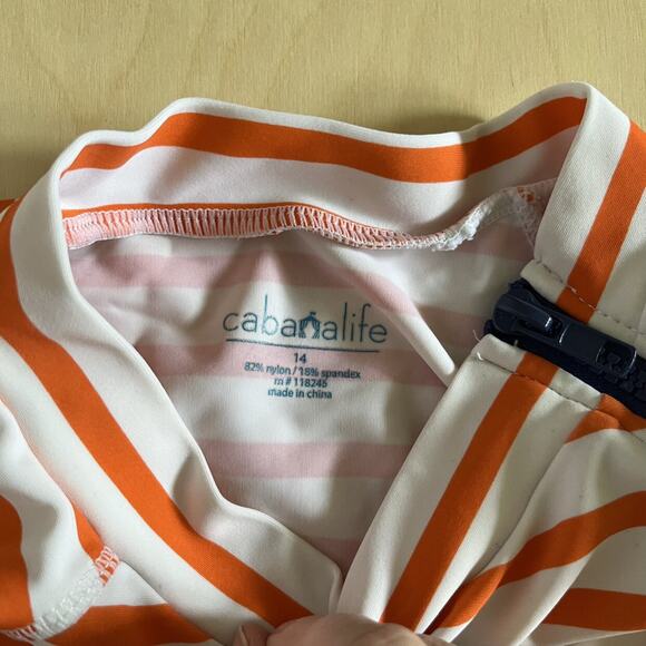 Cabana Life Orange Stripe Rash Guard 2-Piece Swimsuit - 14 - Picture 3 of 10